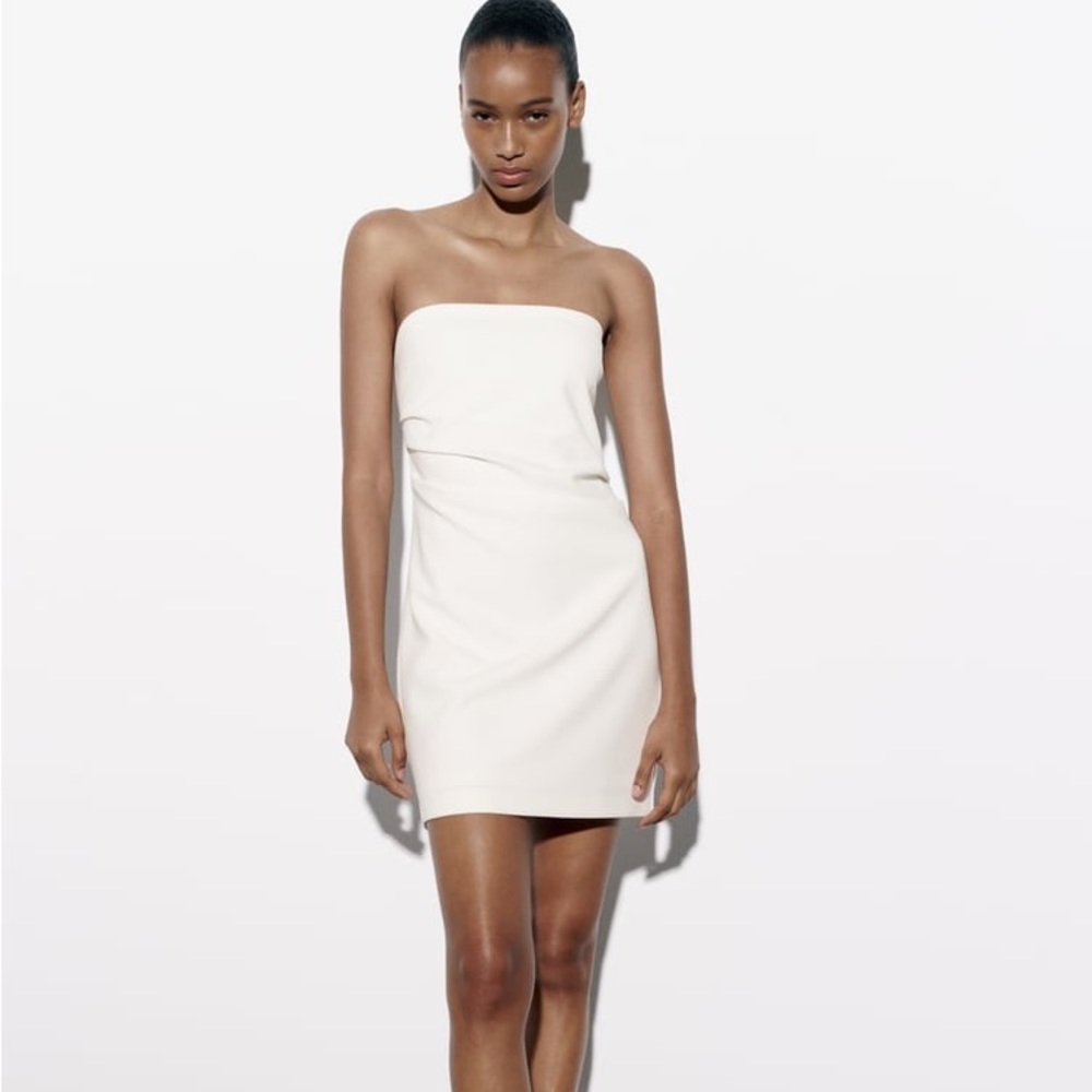 brand new zara strapless white dress